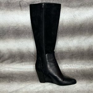 Via Spiga black 2 toned wedge knee high boots size 42